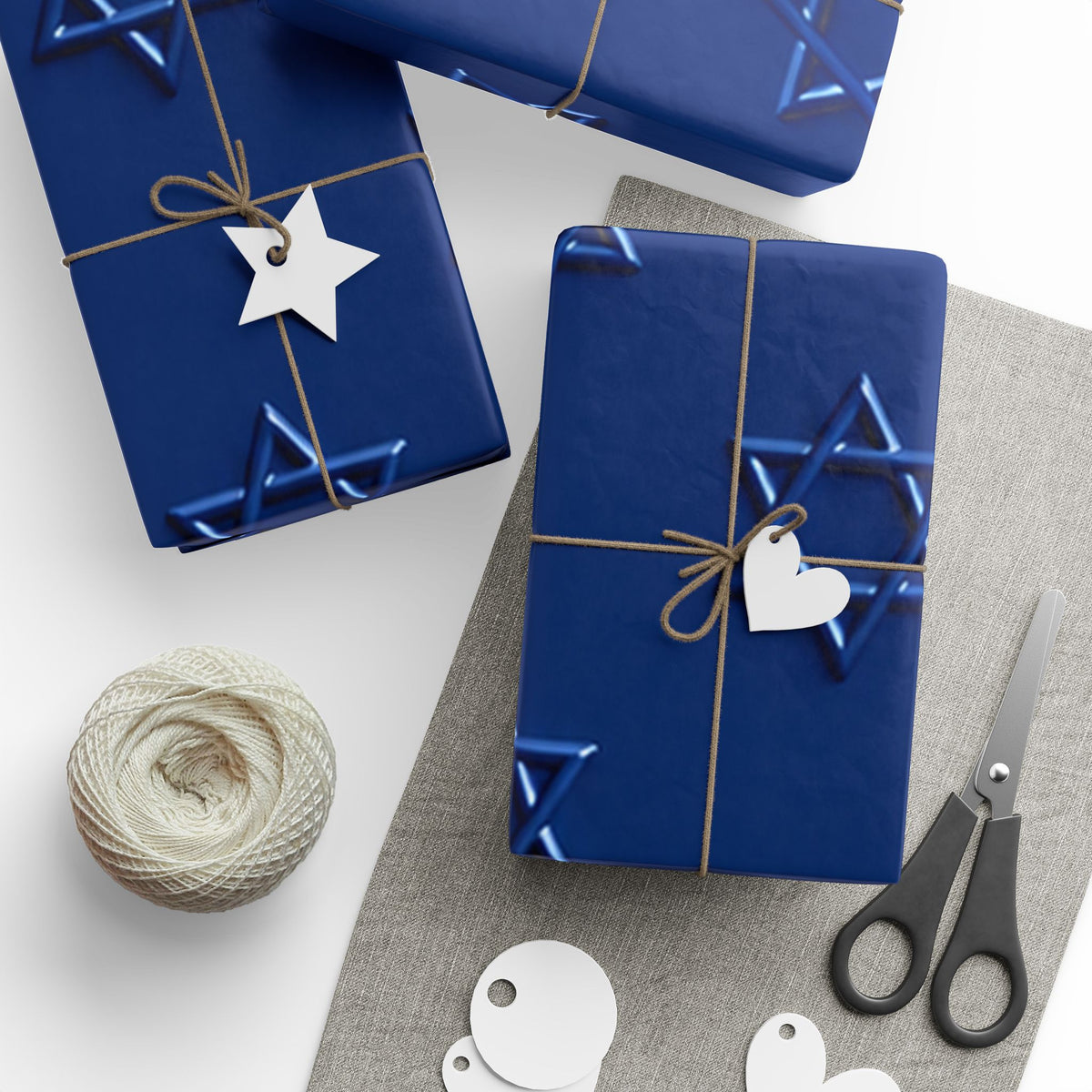Blue Star of David Hanukkah Wrapping Paper