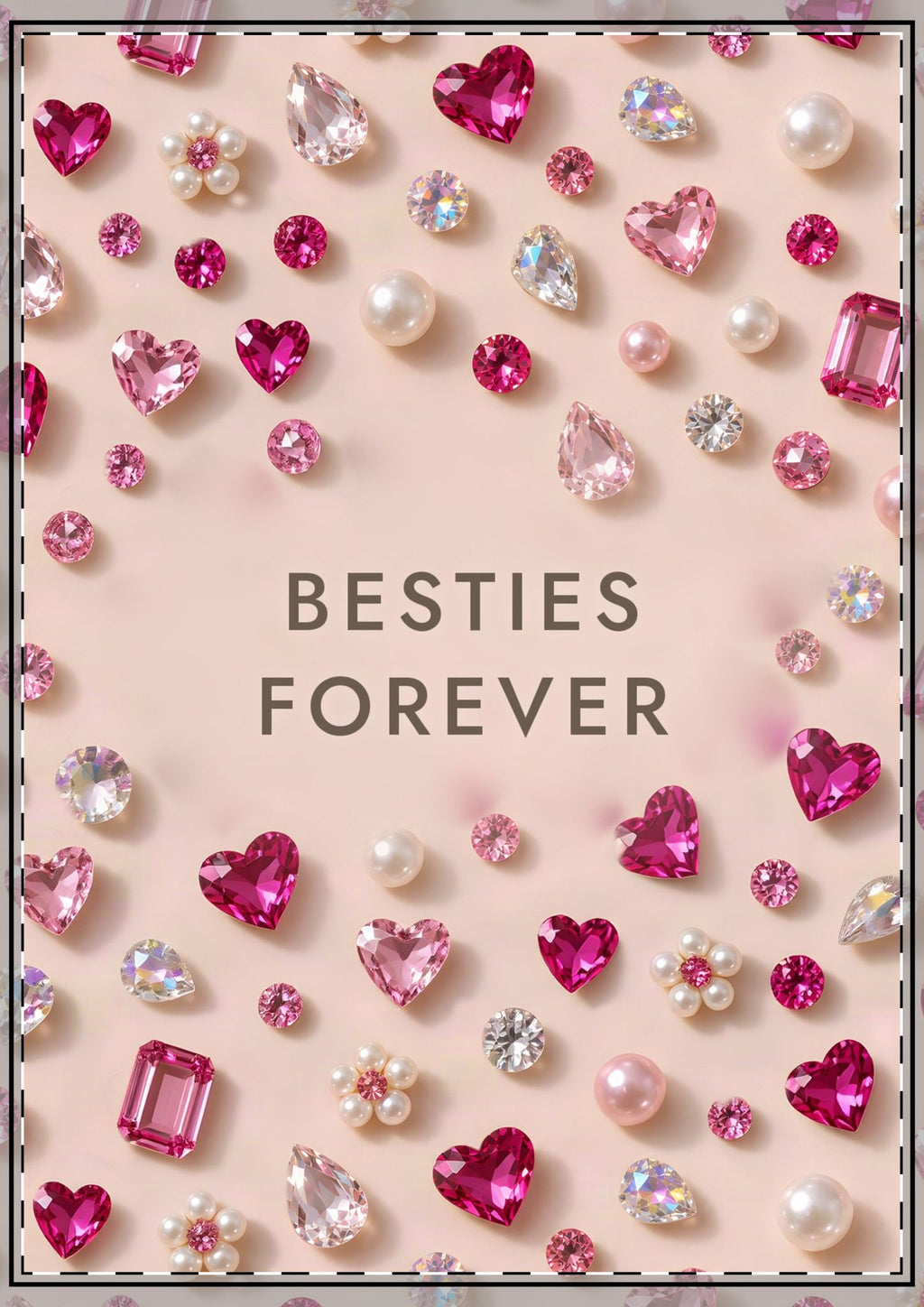 Pink Gems Besties Forever Card