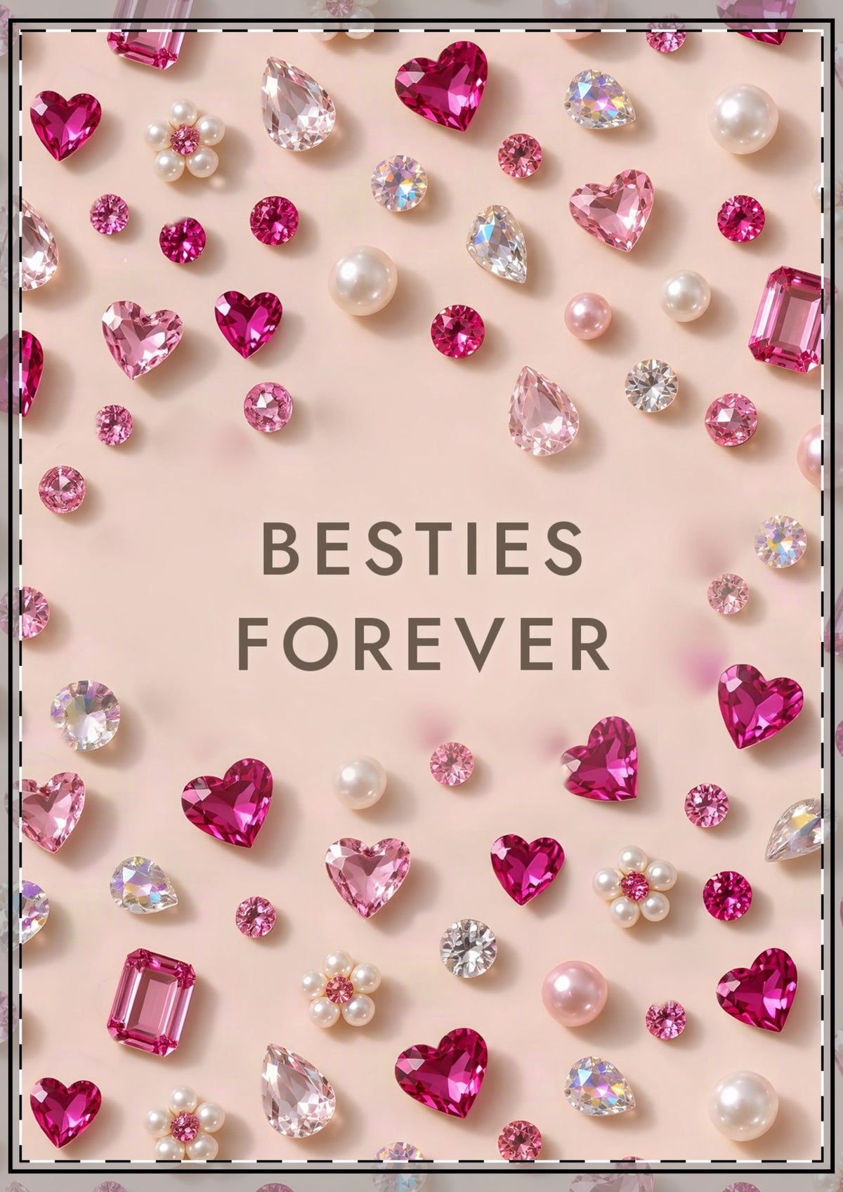 Pink Gems Besties Forever Card