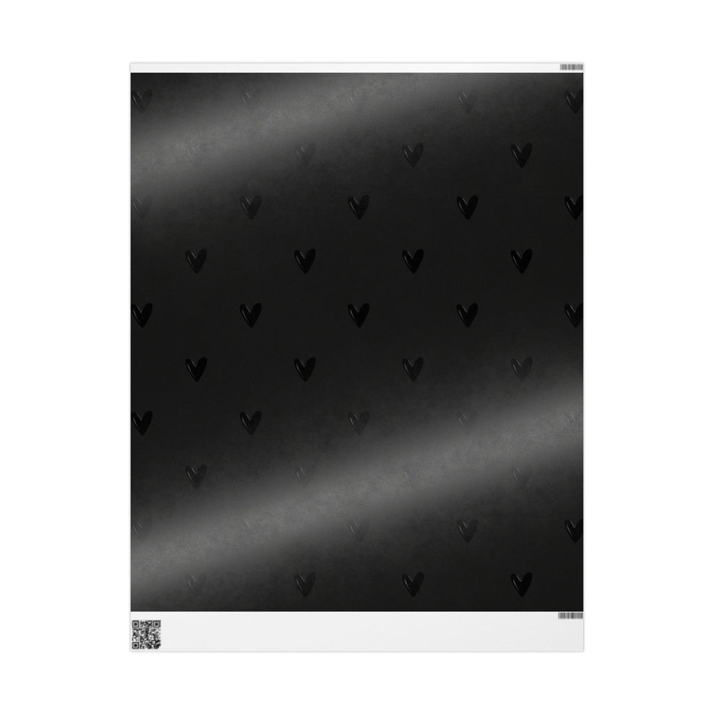 Black on Black Hearts Wrapping Paper