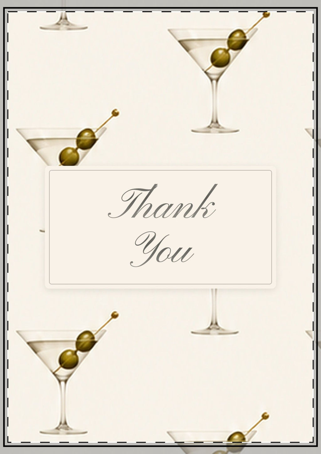 Cream Dirty Martini Thank You Card