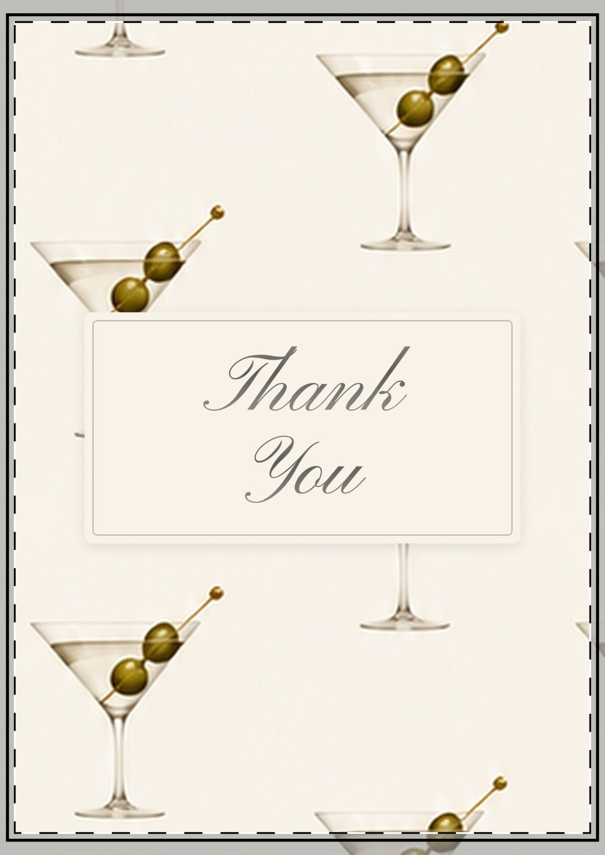 Cream Dirty Martini Thank You Card