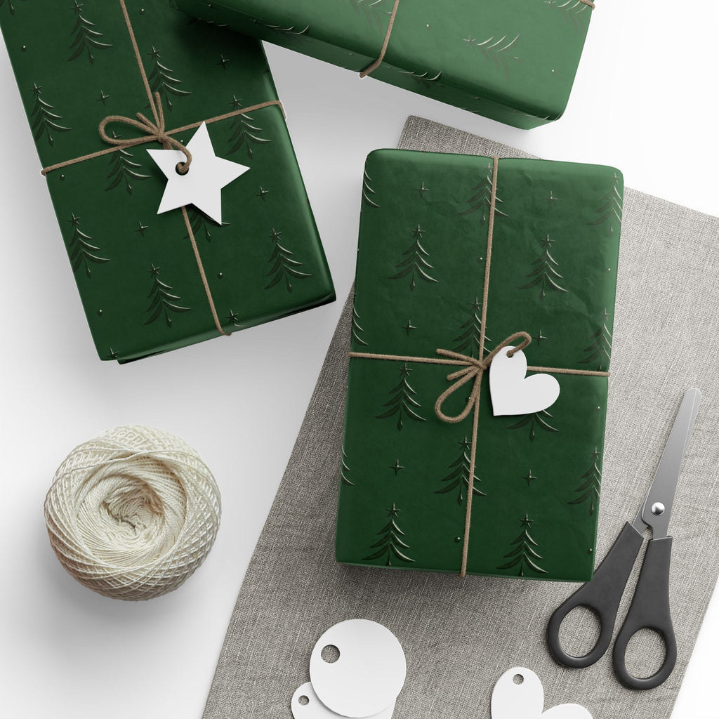 Green Embossed Trees Designer Wrapping Paper