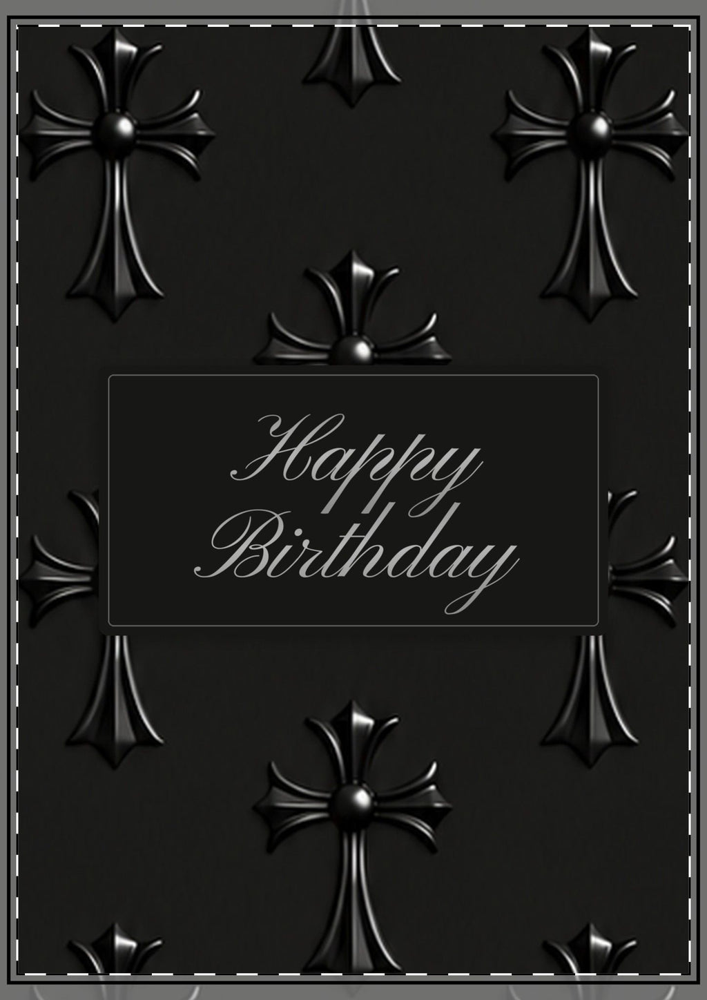 Black Gothic Cross Happy Birthday Card
