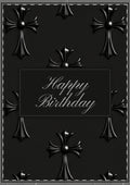 Black Gothic Cross Happy Birthday Card