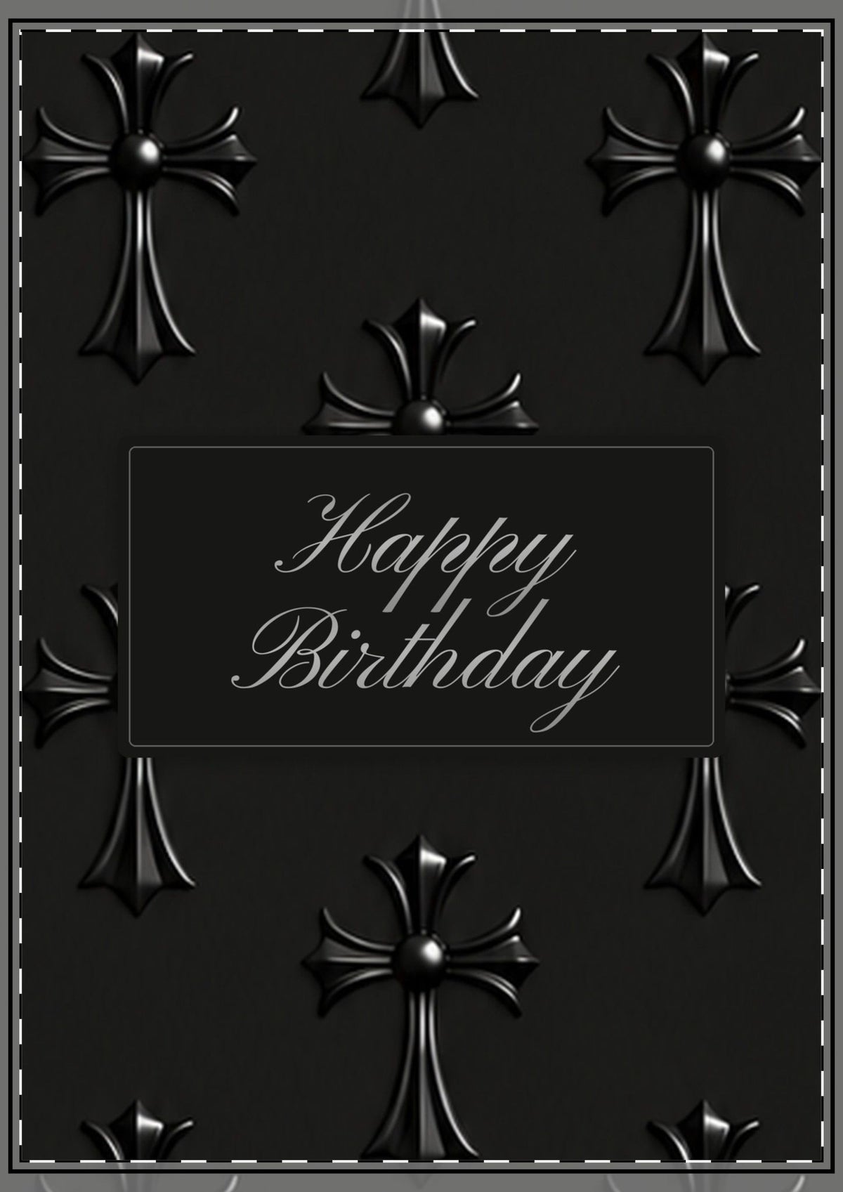 Black Gothic Cross Happy Birthday Card