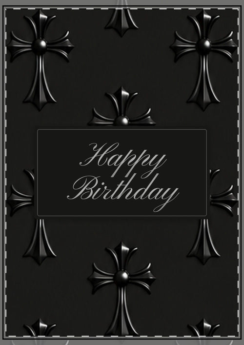 Black Gothic Cross Happy Birthday Card