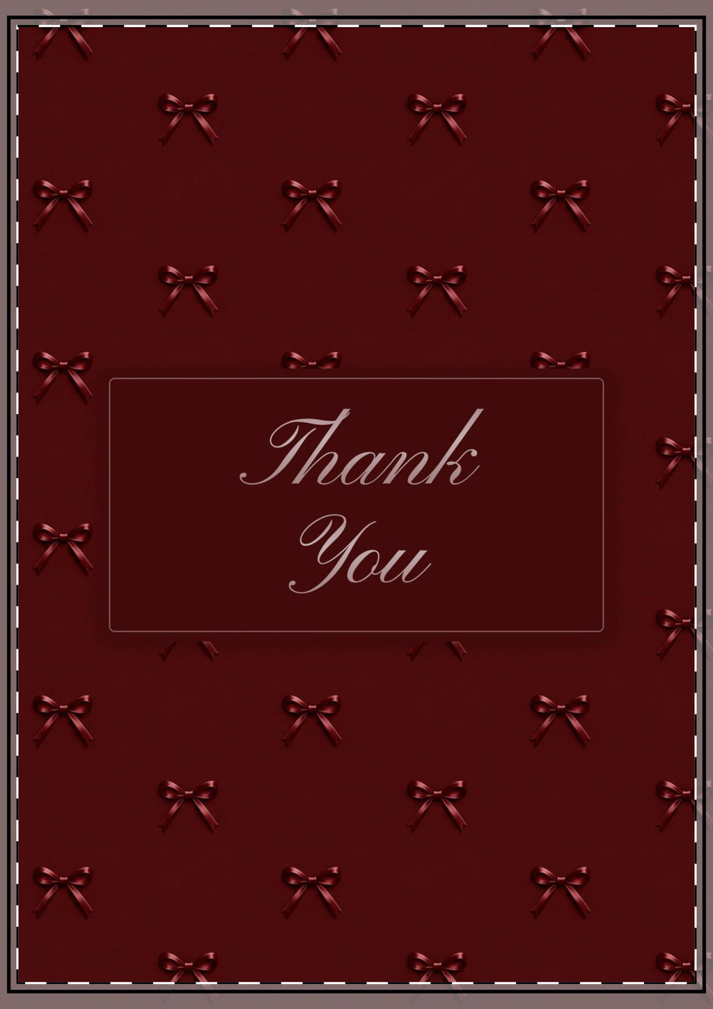 Maroon Bows Thank You Card