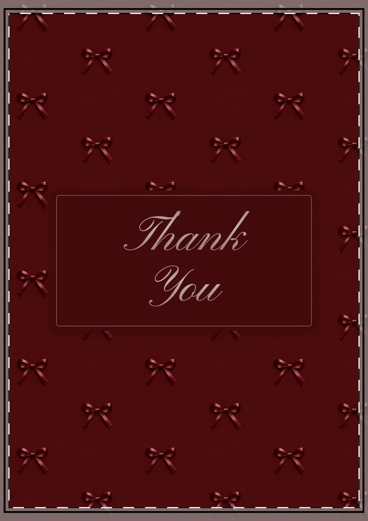 Maroon Bows Thank You Card