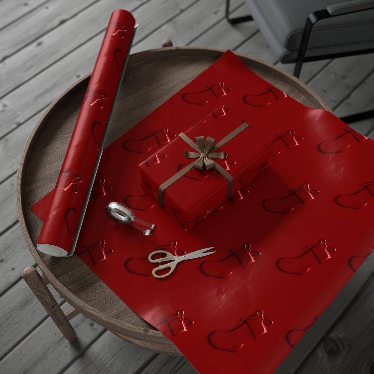 Red Stockings Christmas Wrapping Paper
