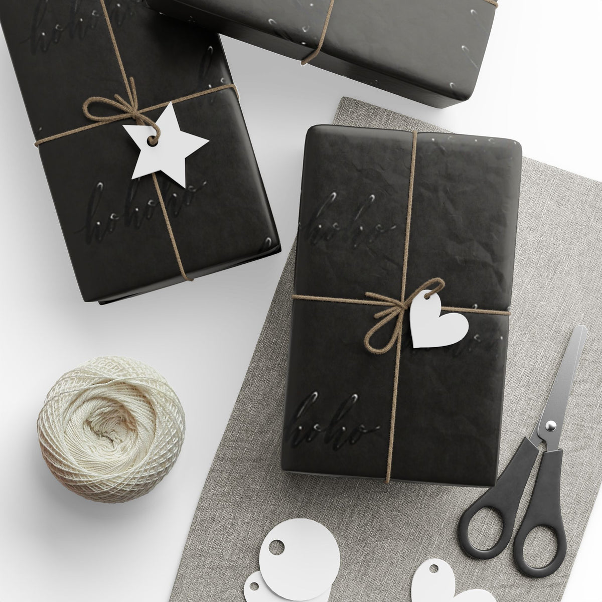 Black HO HO HO Holiday Wrapping Paper