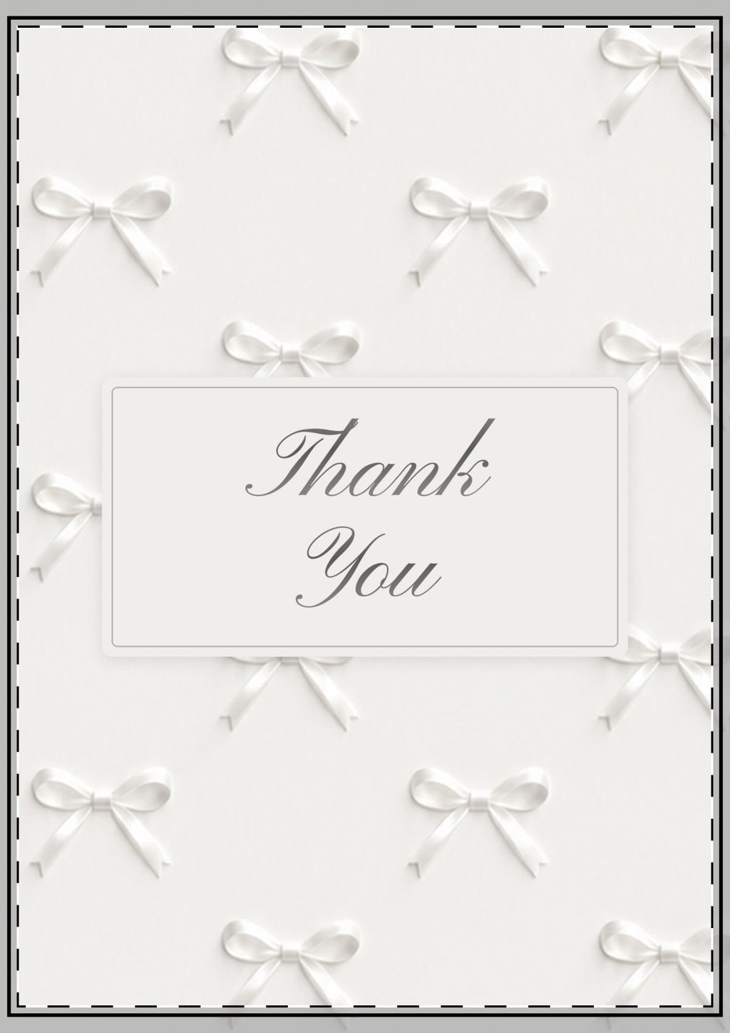 White Bows Thank You Card