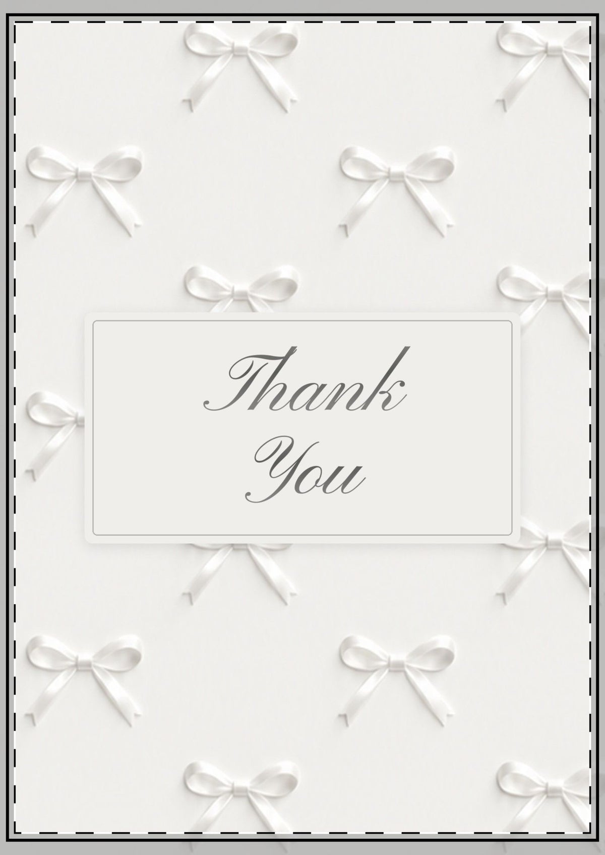 White Bows Thank You Card