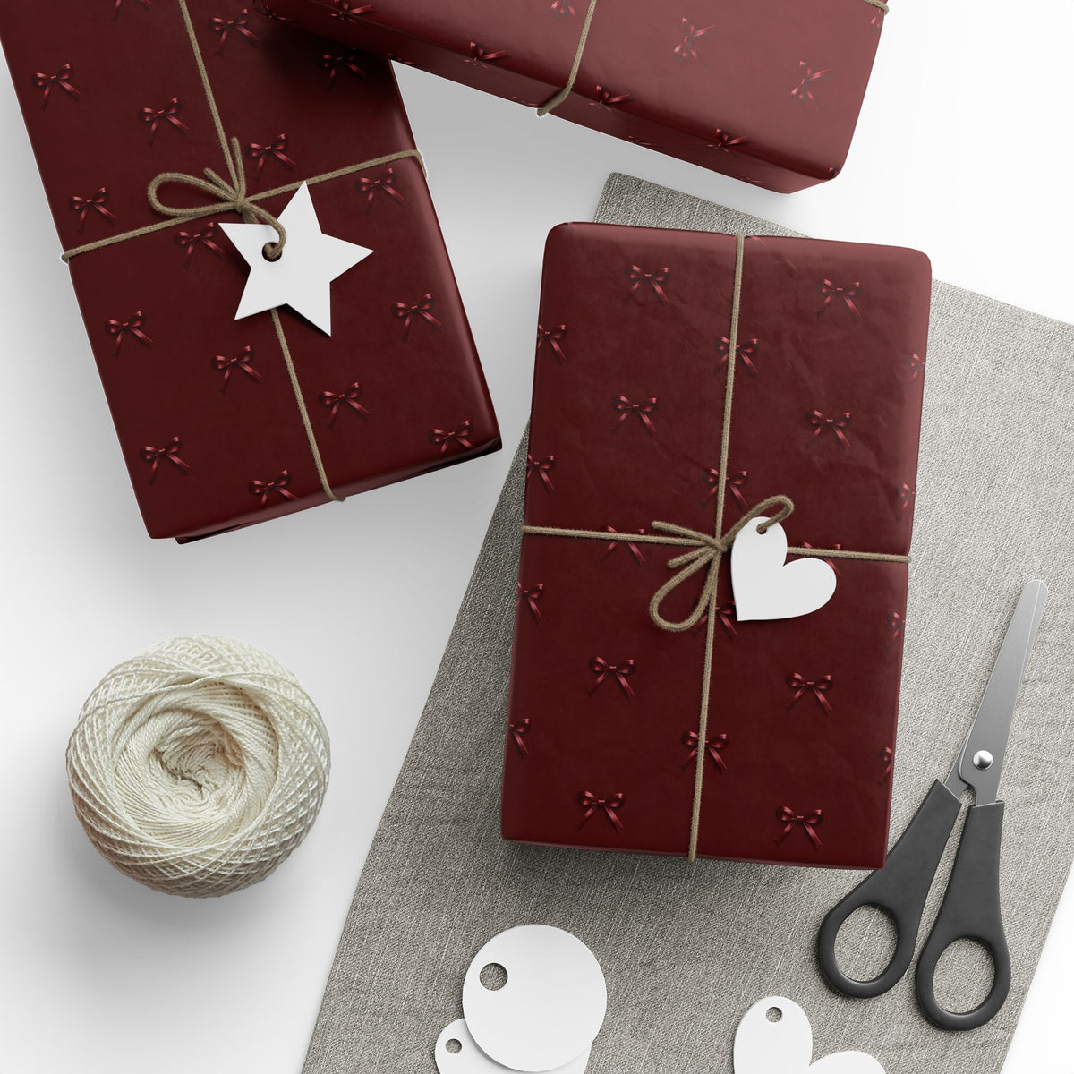 Maroon Bows Designer Wrapping Paper