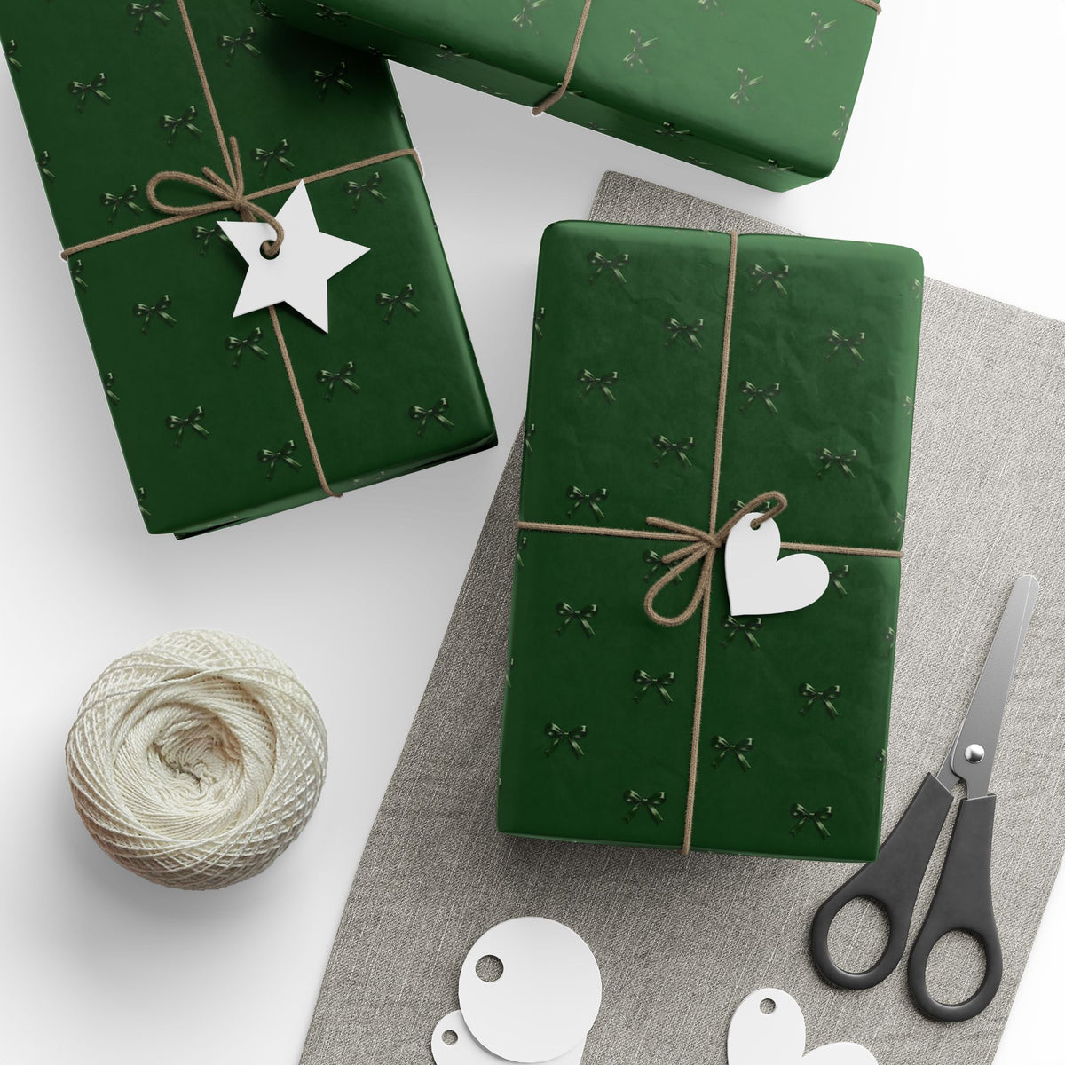 Green Bows Designer Wrapping Paper