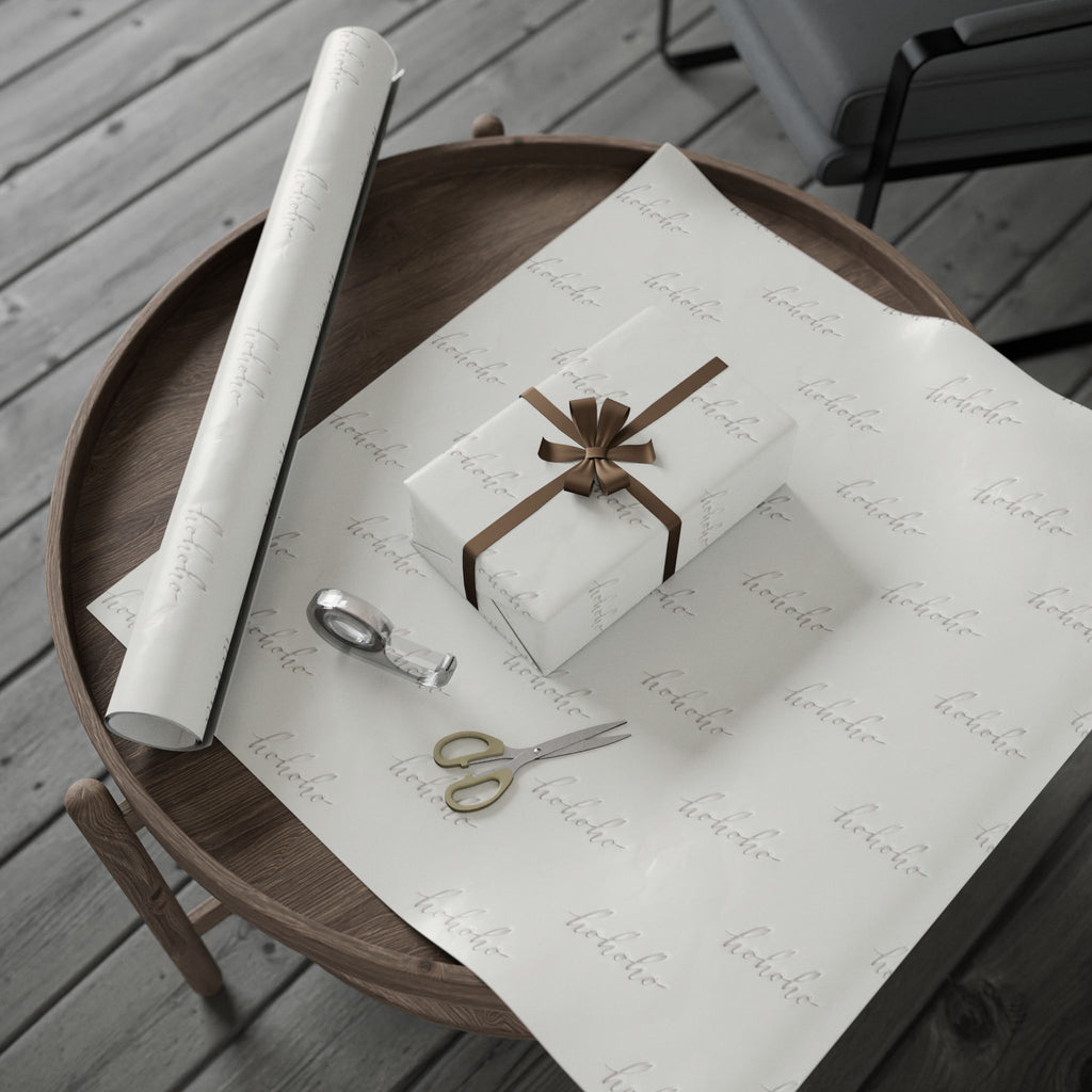 White HO HO HO Designer Wrapping Paper