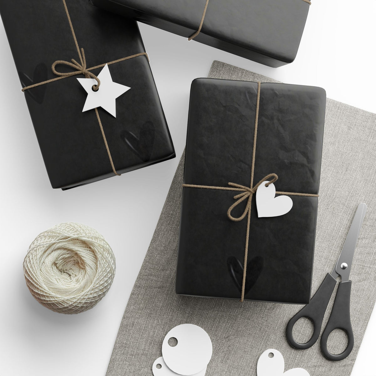 Black on Black Hearts Wrapping Paper