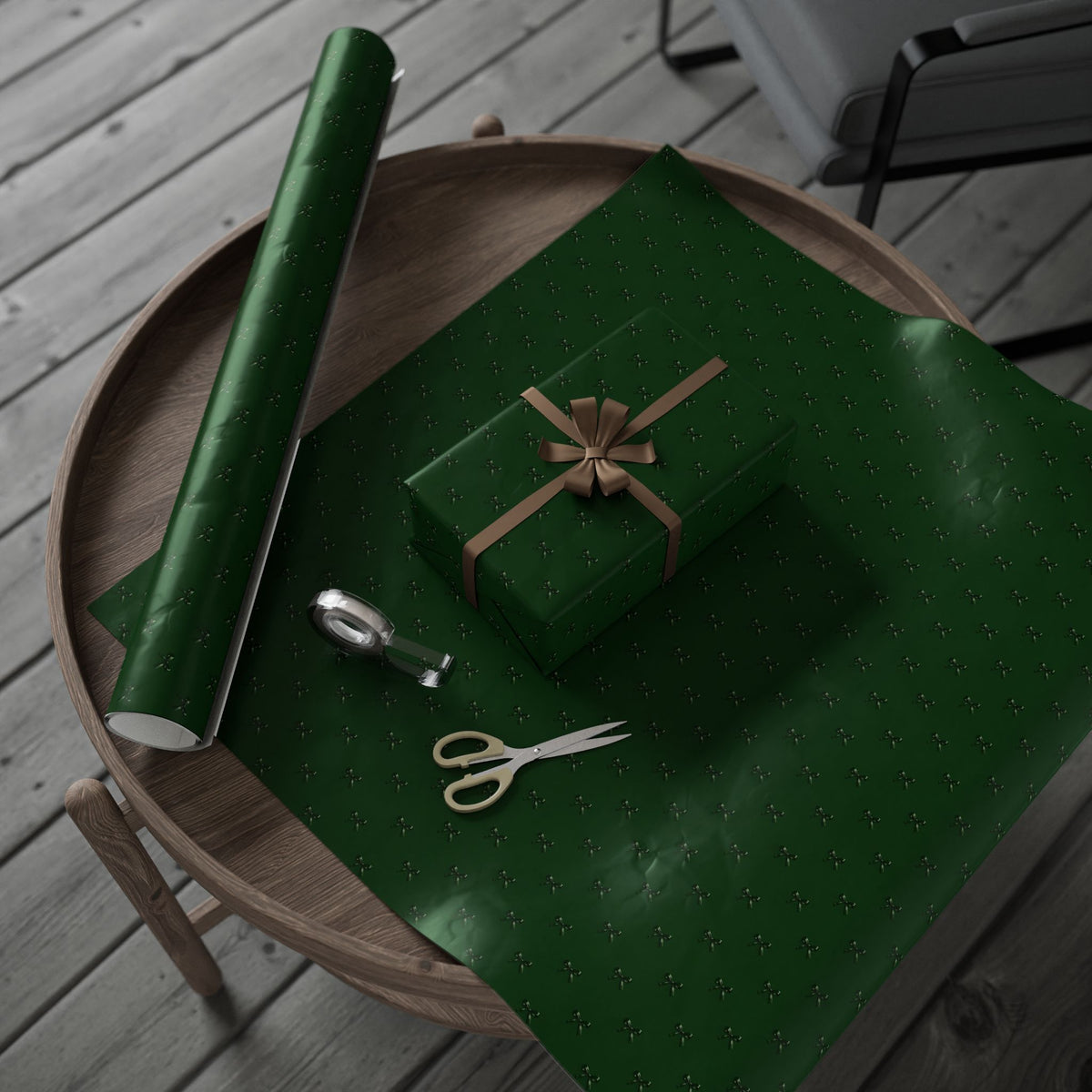 Green Bows Designer Wrapping Paper