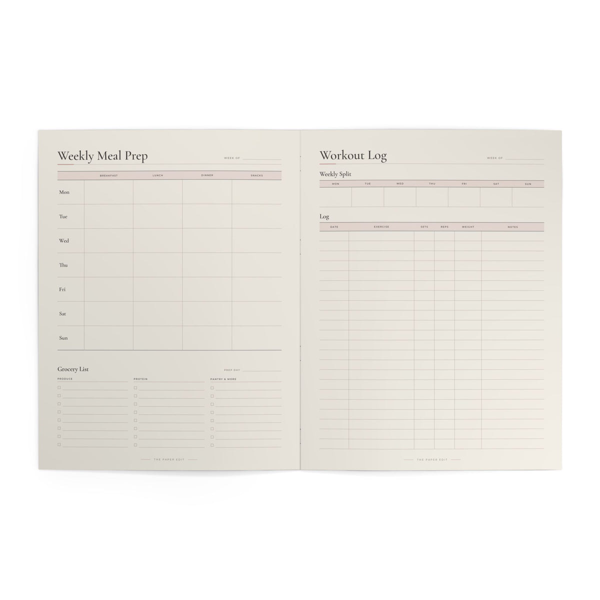 Meal Prep, Workout & Peptide Planner