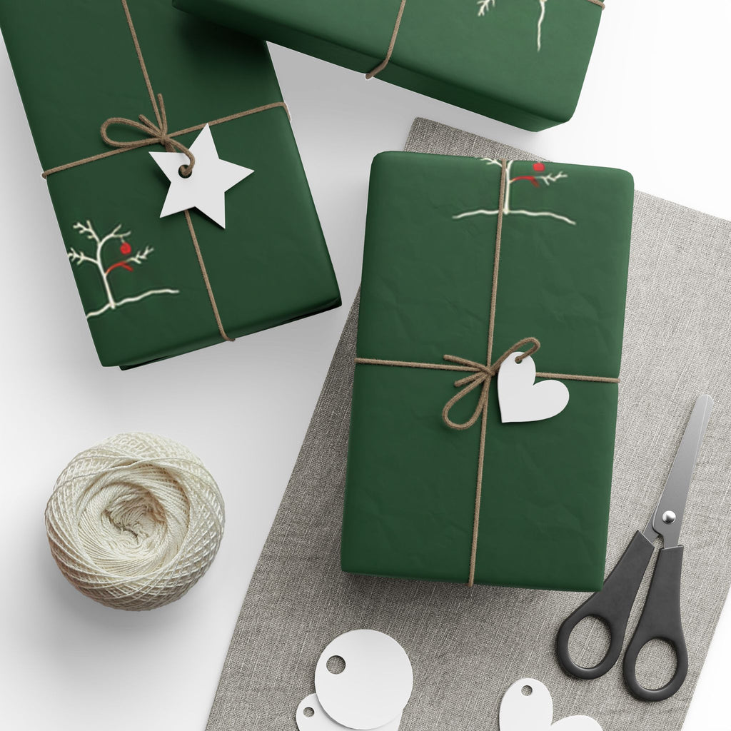 Forest Green Minimal Tree Wrapping Paper