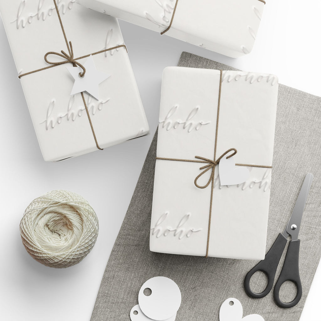 White HO HO HO Designer Wrapping Paper