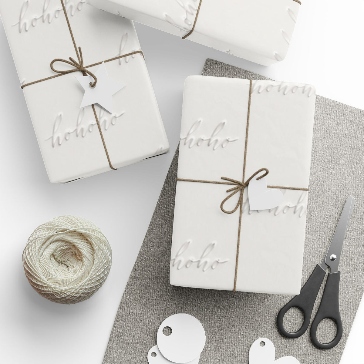 White HO HO HO Designer Wrapping Paper
