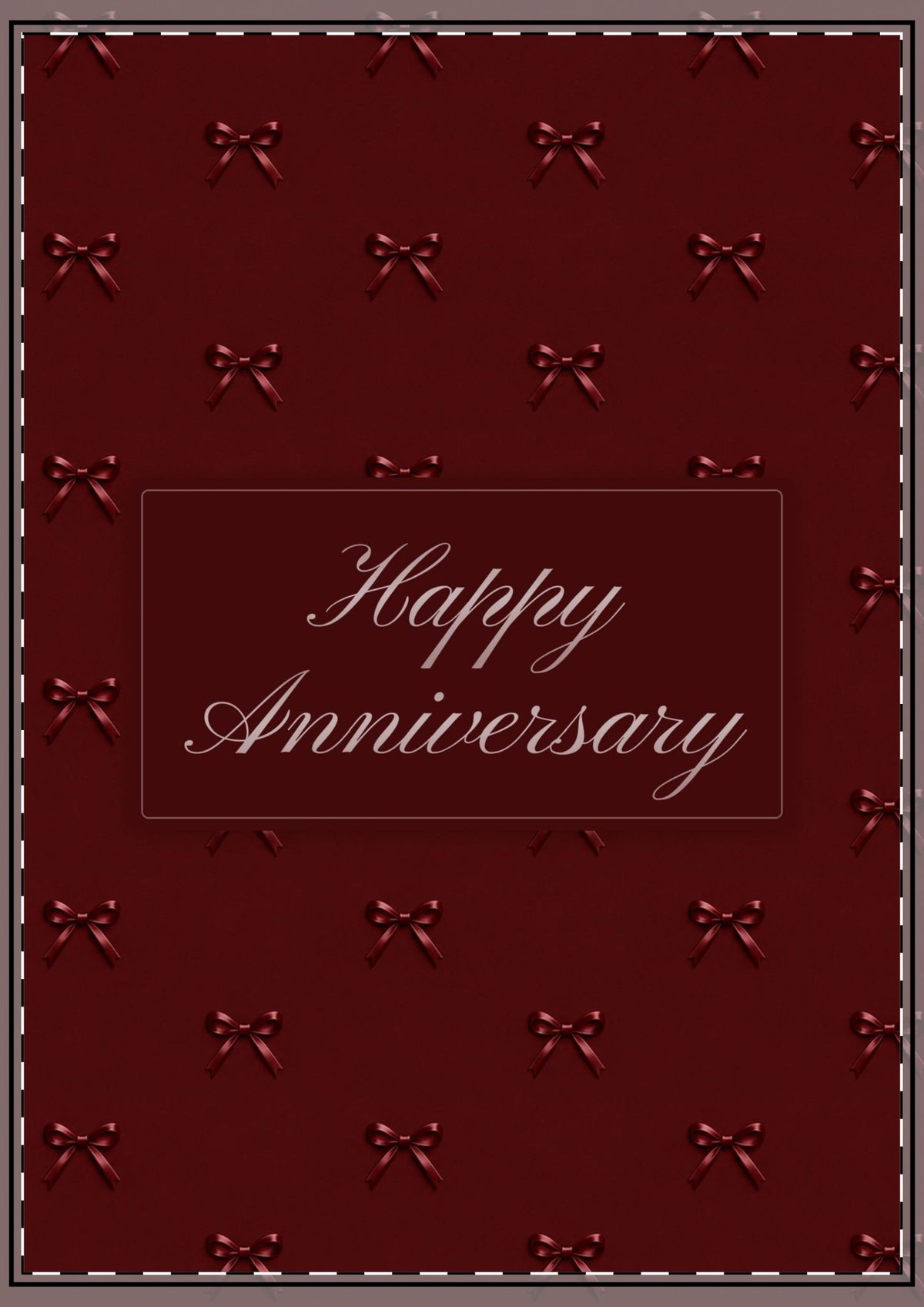 Maroon Bows Happy Anniversary Card
