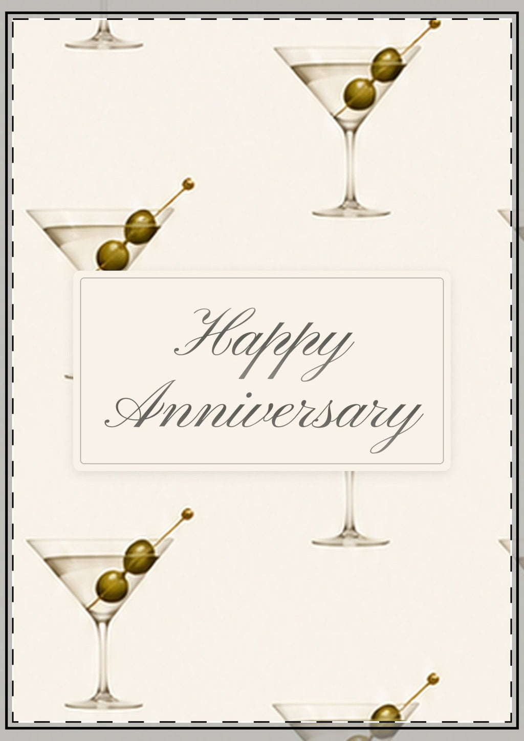 Cream Dirty Martini Happy Anniversary Card