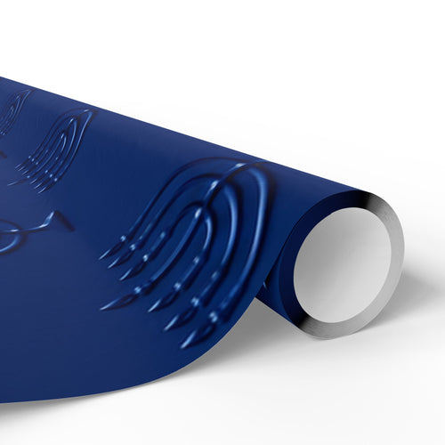 Blue Menorah Hanukkah Wrapping Paper