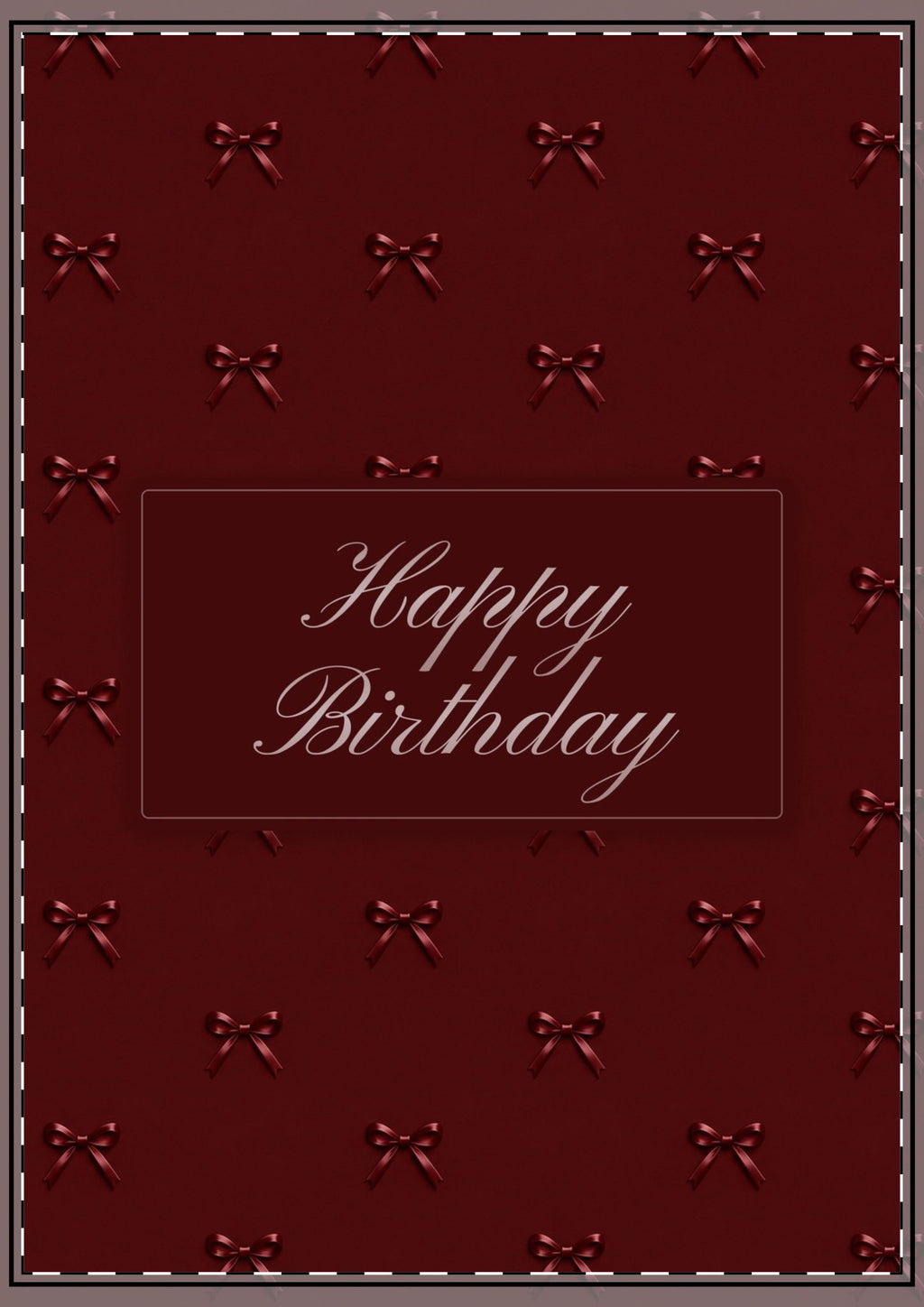Maroon Bows Happy Birthday Card