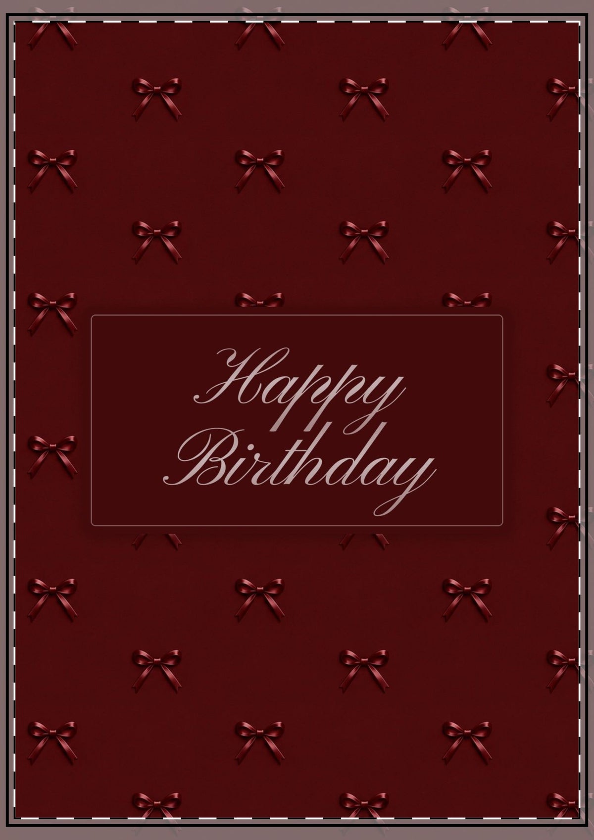 Maroon Bows Happy Birthday Card