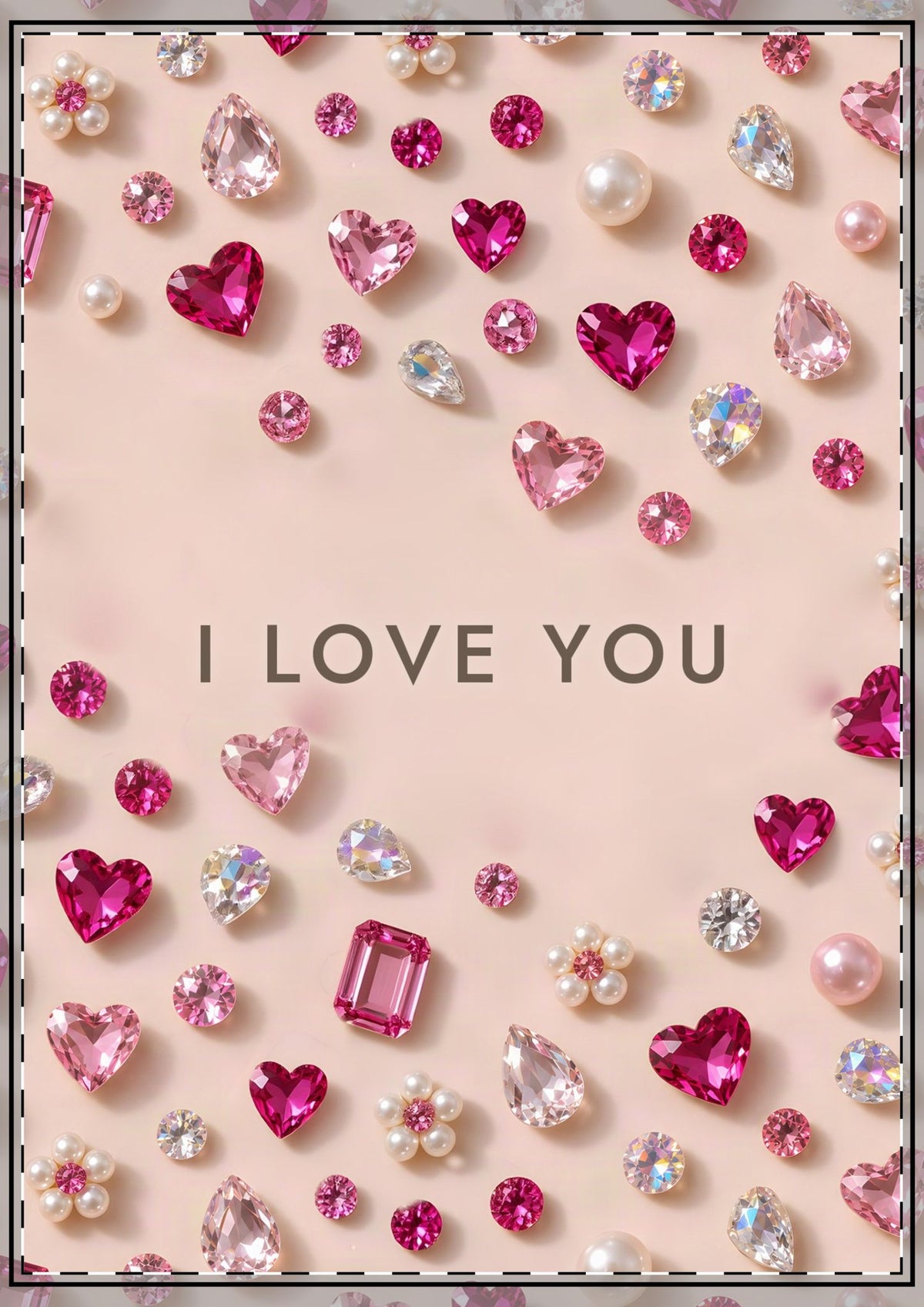 Pink Gems I Love You Card