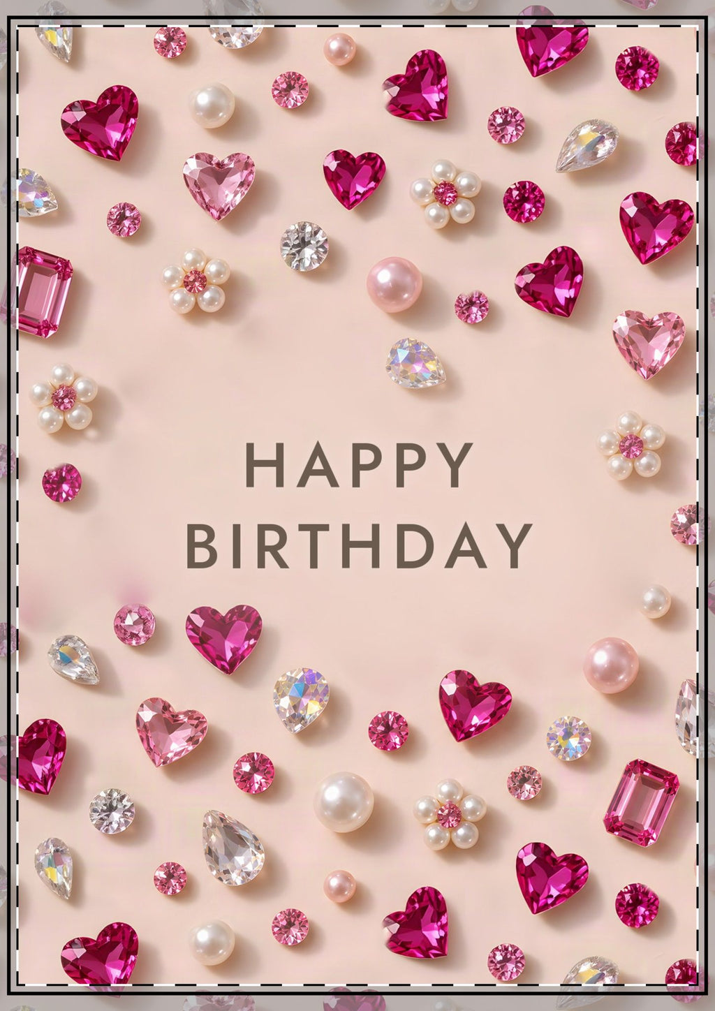 Pink Gems Happy Birthday Card