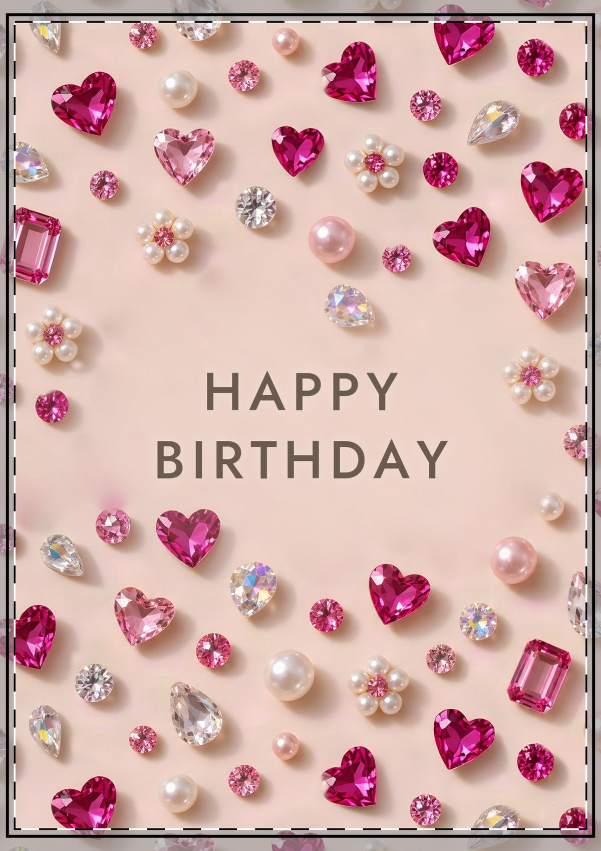 Pink Gems Happy Birthday Card