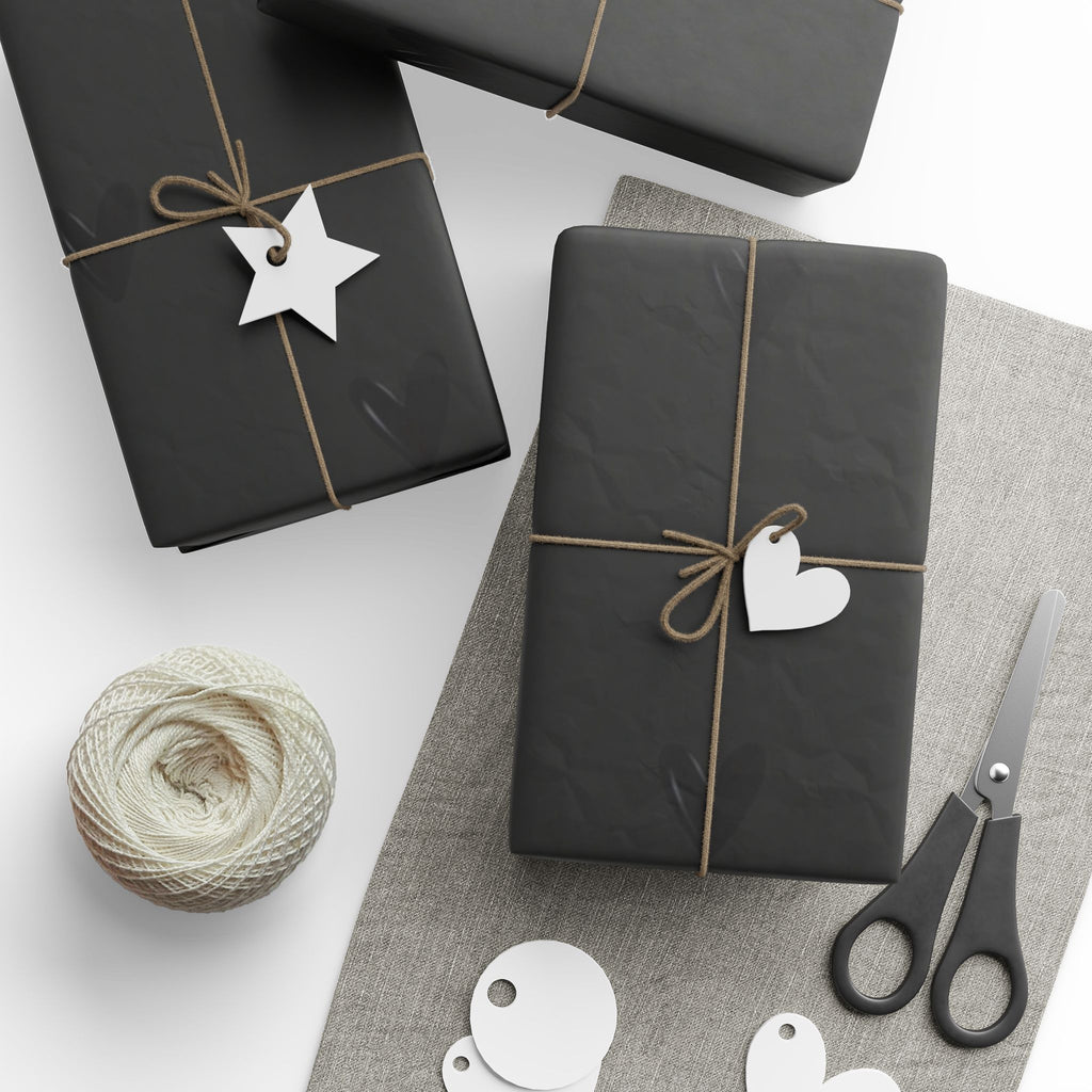 Black on Black Hearts Wrapping Paper