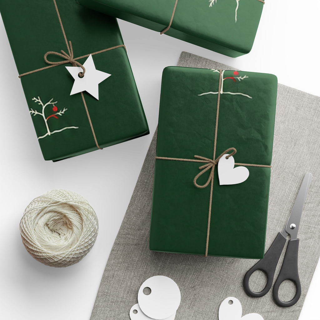 Forest Green Minimal Tree Wrapping Paper