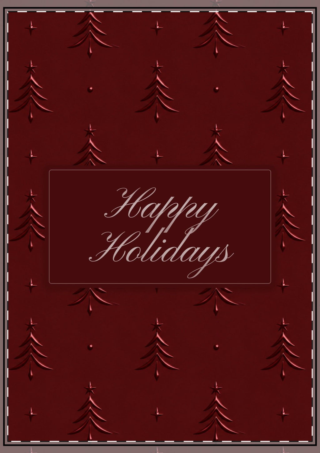 Maroon Embossed Trees Holiday Card
