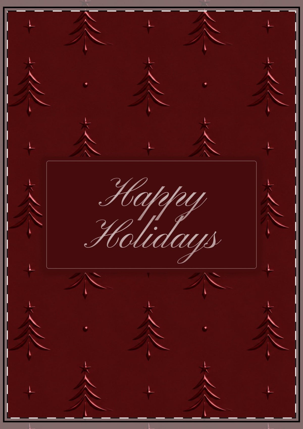 Maroon Embossed Trees Holiday Card