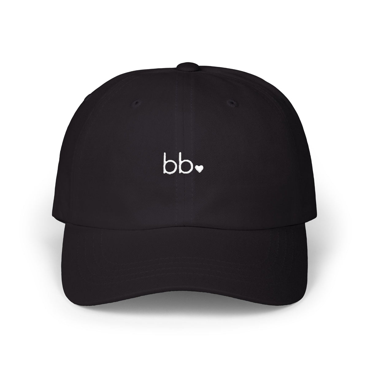 bb♡ Dad Hat in Black with white thread, front