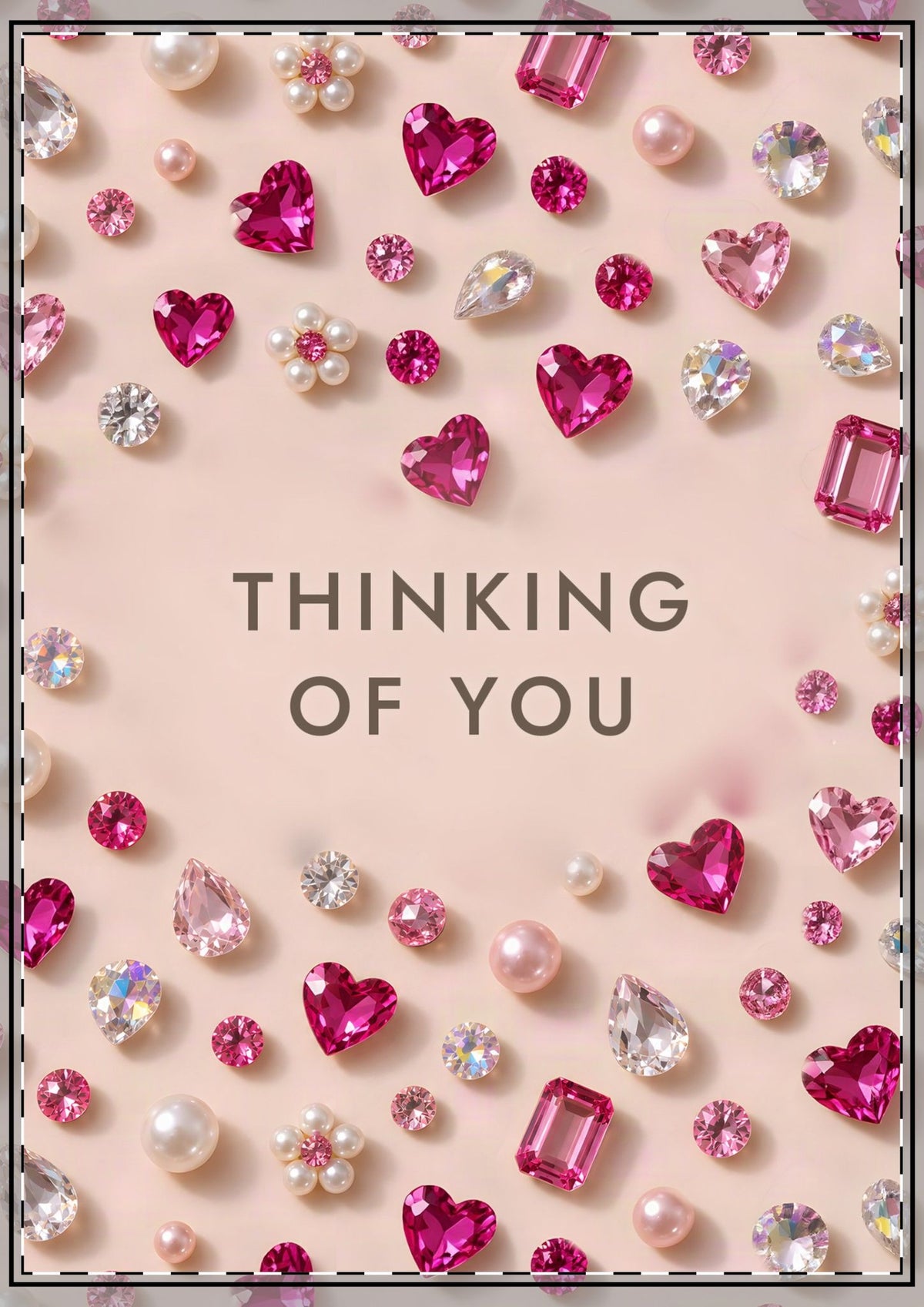 Pink Gems Thinking Of You Card