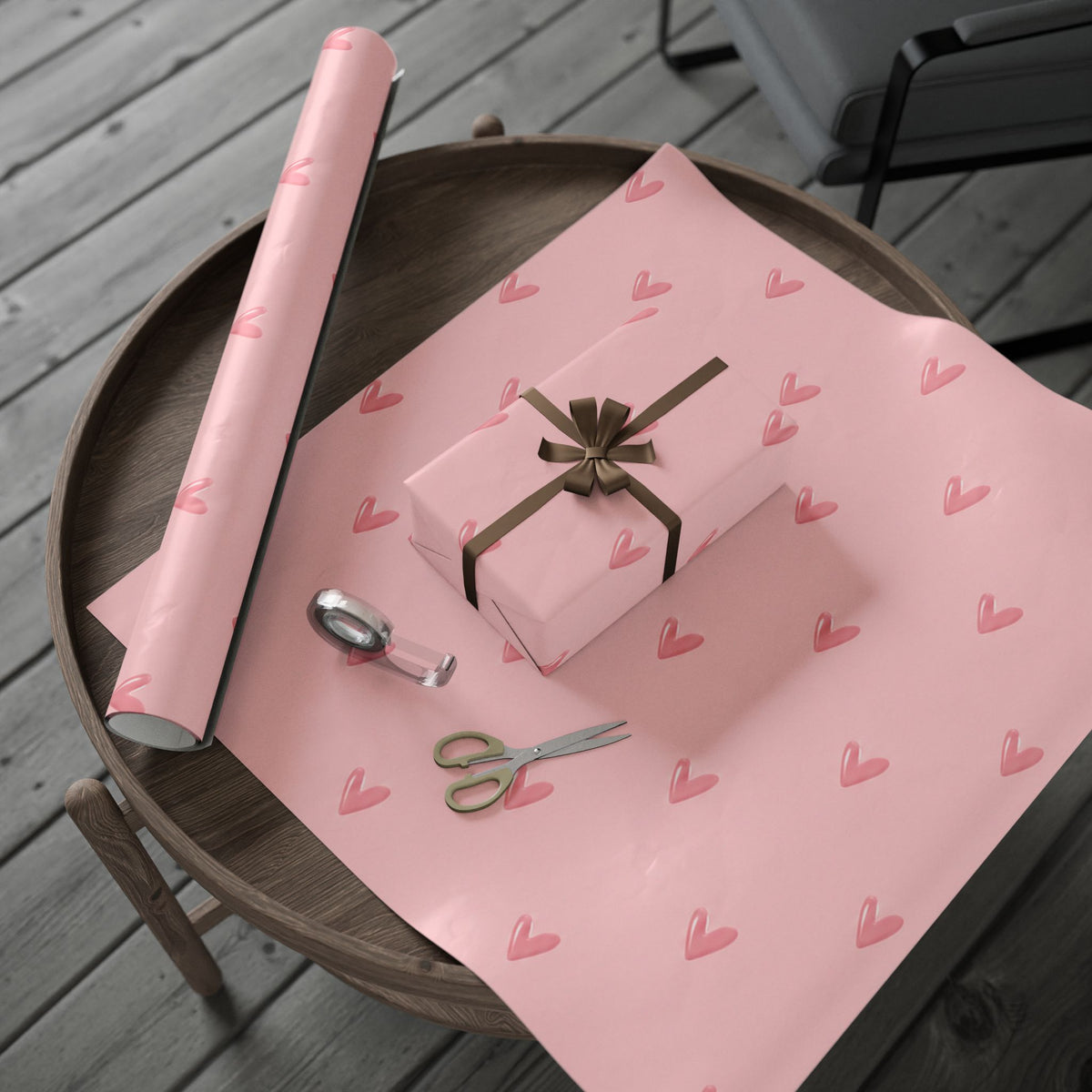 Pink on Pink Hearts Wrapping Paper