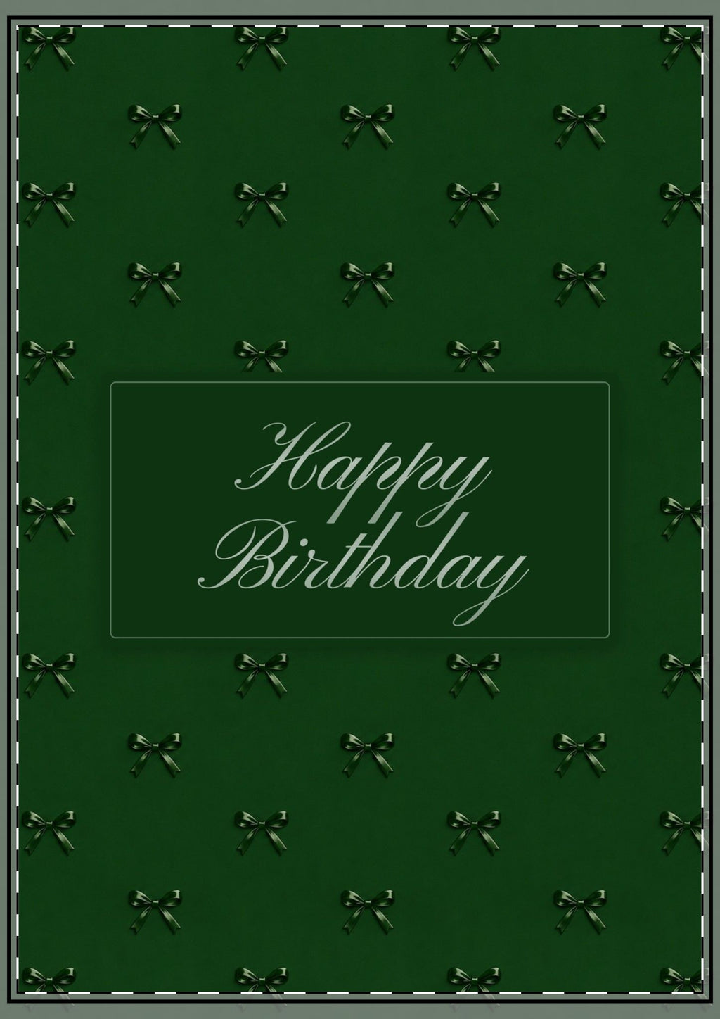 Green Bows Happy Birthday Card