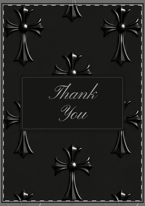 Black Gothic Cross Thank You Card