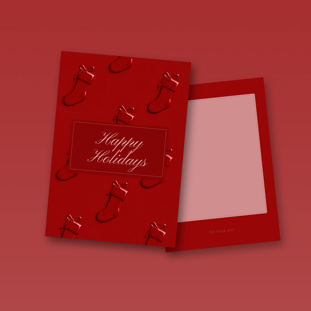 Red Stockings Holiday Card by The Paper Edit