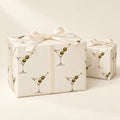 Cream Dirty Martini Wrapping Paper by The Paper Edit, wrapped gift boxes