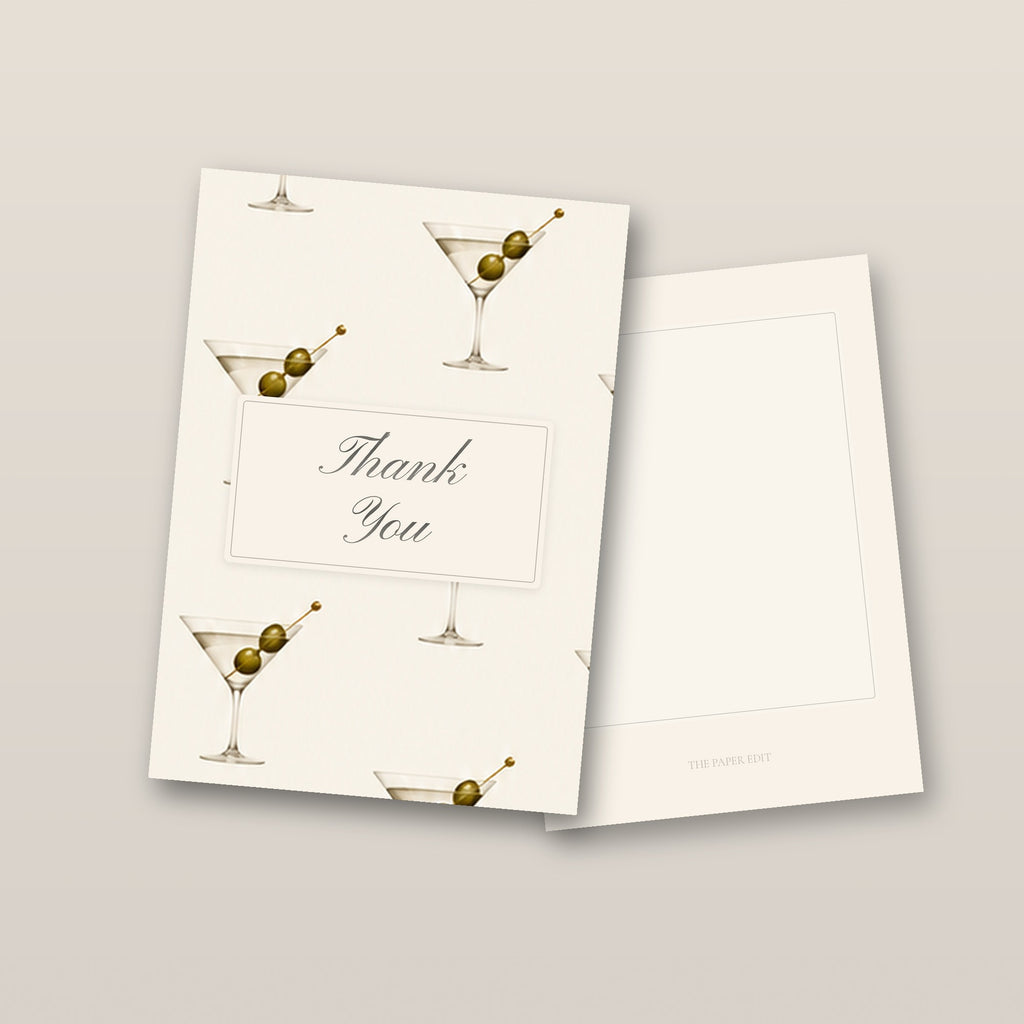 Cream Dirty Martini Thank You Card by The Paper Edit