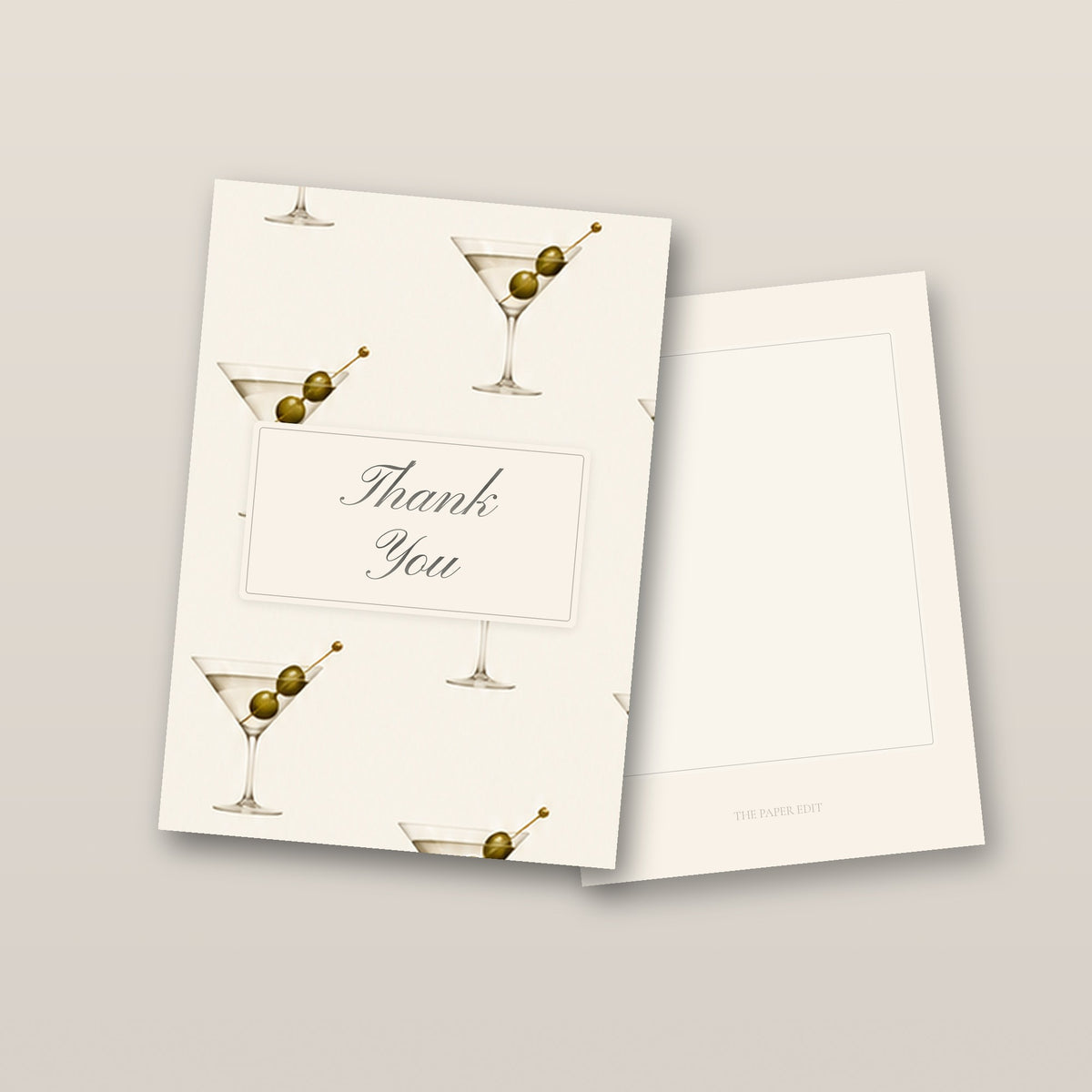 Cream Dirty Martini Thank You Card by The Paper Edit