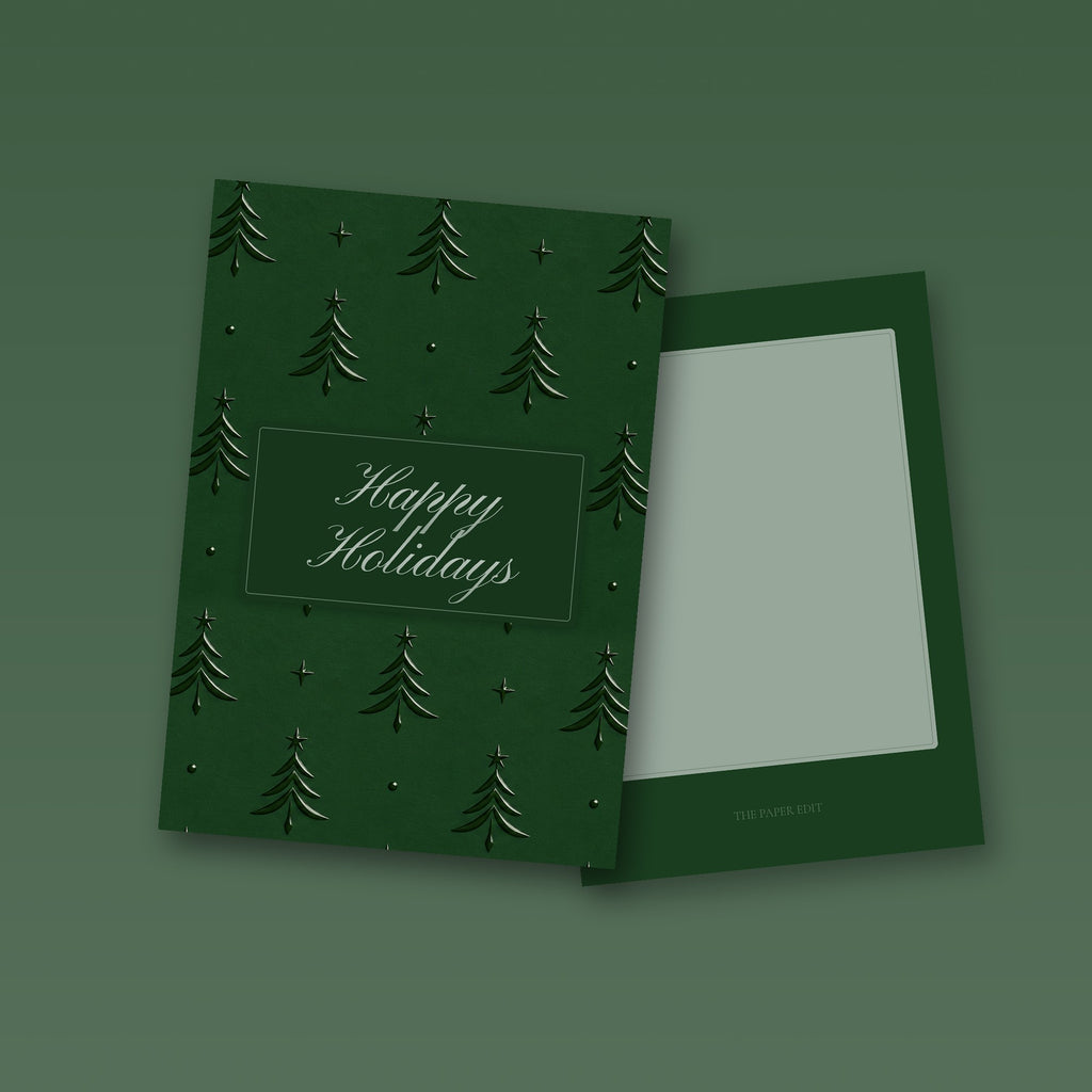 Green Embossed Trees Holiday Card by The Paper Edit