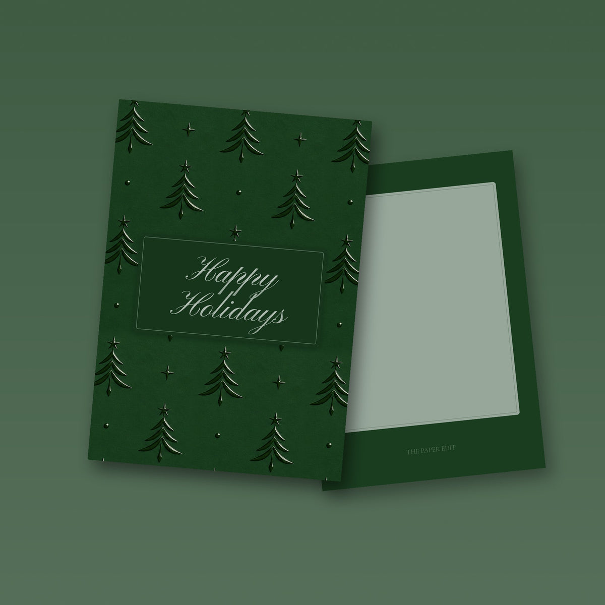 Green Embossed Trees Holiday Card by The Paper Edit