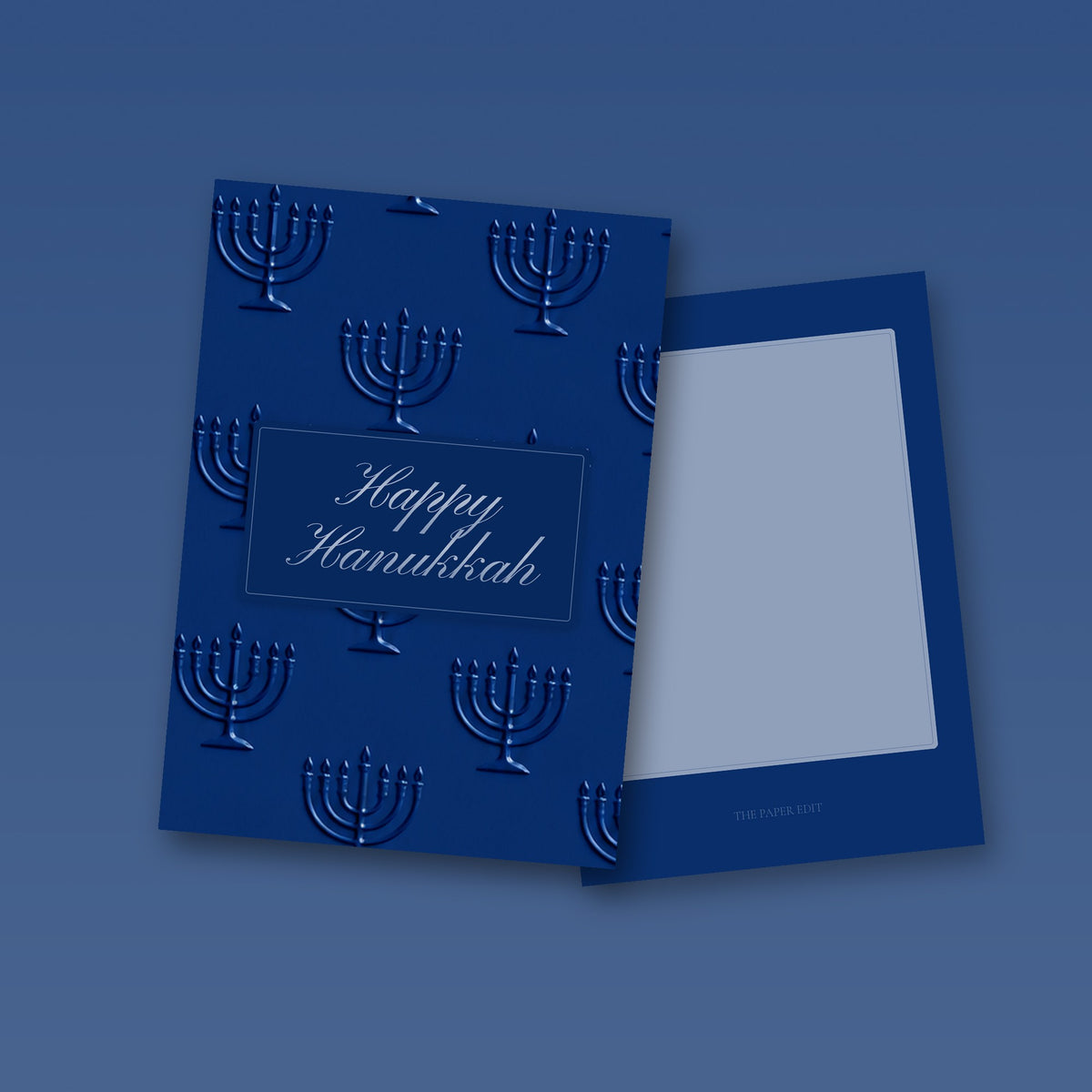 Blue Menorah Hanukkah Card by The Paper Edit